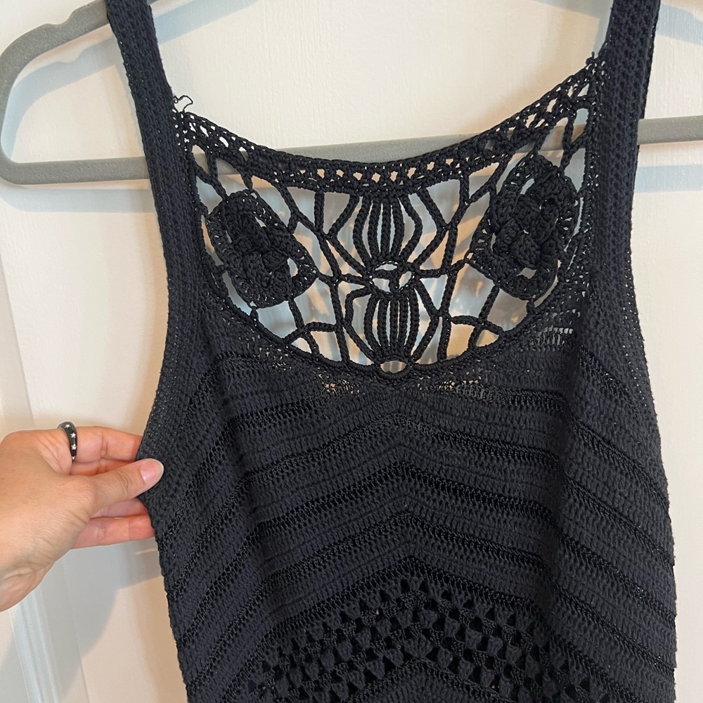 Karen Millen vintage black crochet dress with fringe - Picture 8 of 13